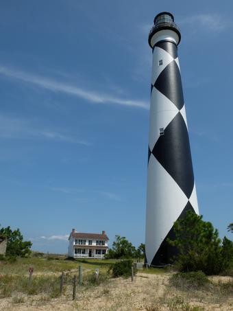 The 1859 Cape Lookout Lighthouse and keeper's quarters