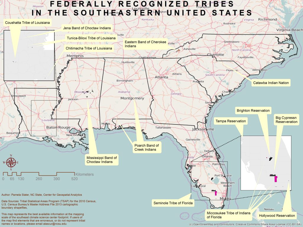 map of tribal lands in SE US
