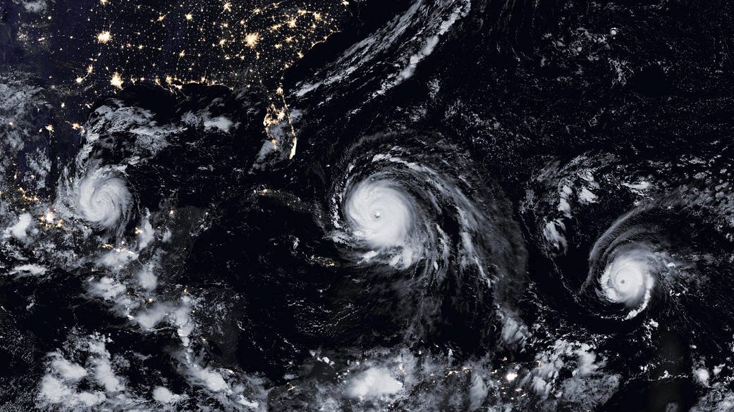 Hurricanes Katia, Irma, and Jose from above
